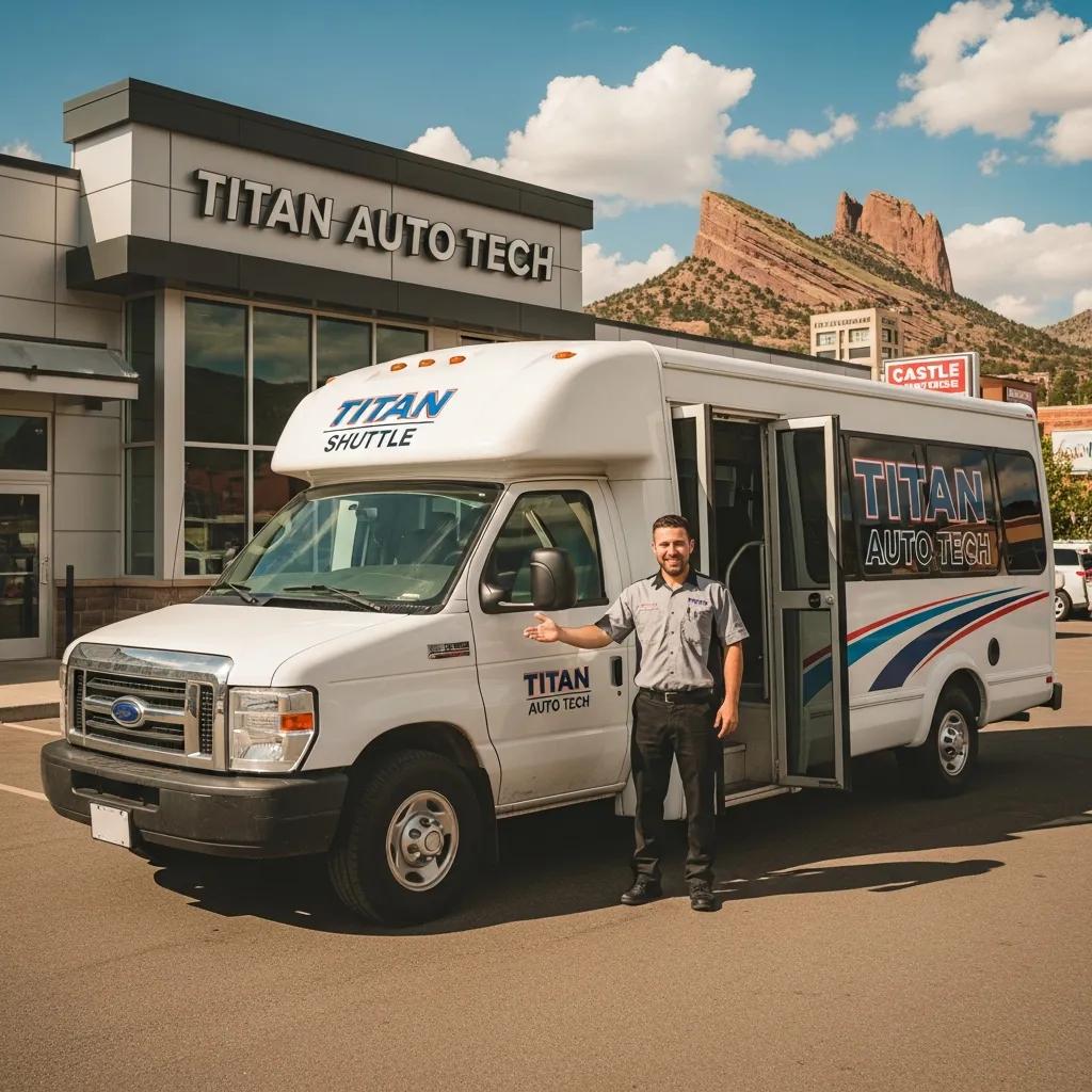 Shuttle van at Titan Auto Tech, showcasing the convenient shuttle service in Castle Rock, CO