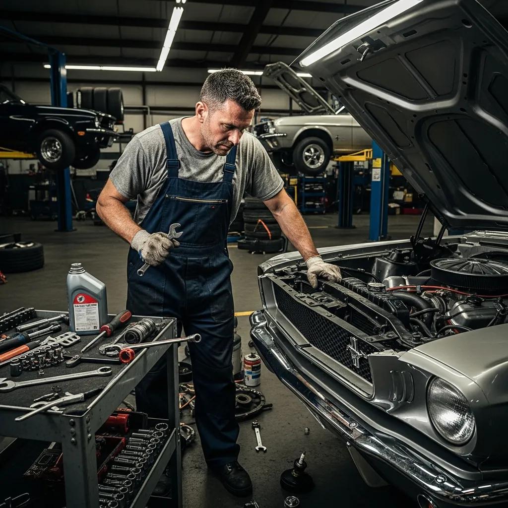 Mechanic quickly diagnosing and repairing a vehicle during an urgent service