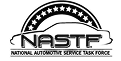 Logo for the National Automotive Service Task Force (NASTF) featuring a car outline, ten stars forming a semicircle above, and the organization’s name written below.